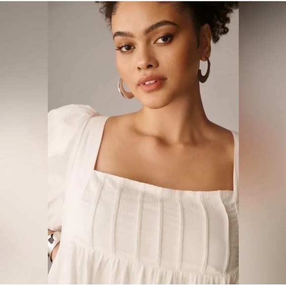 Anthropologie Square neck Puff sleeve Tiered dress Size Small - Picture 5 of 5